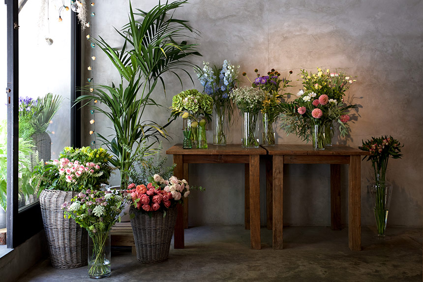 fotografia per establiment comercial editorial revista El mueble floristeria Tiesto Barcelona